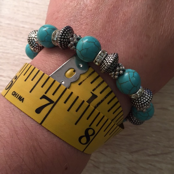 T&J Designs Simulated turquoise and crystal stretchy bracelet (Large). NWT - Picture 7 of 7